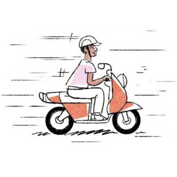 Un uomo in scooter.